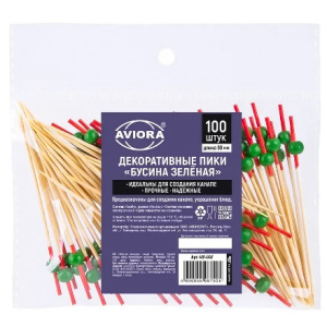Декоративные пики из бамбука "Бусина красная", 