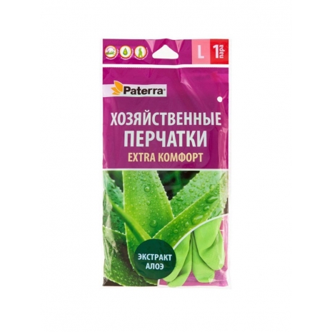 Перчатки резиновые Extra Комфорт с алоэ, размер M L